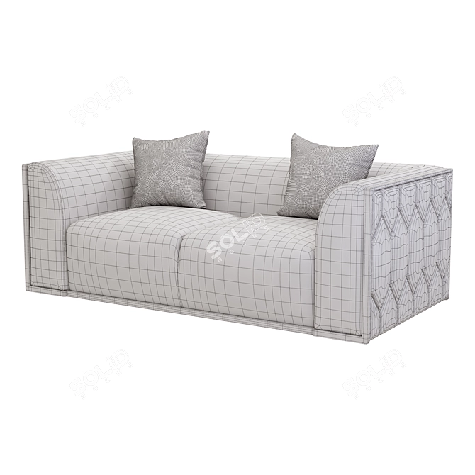 Velvet Beige Two-Seater Sofa 3D model image 3