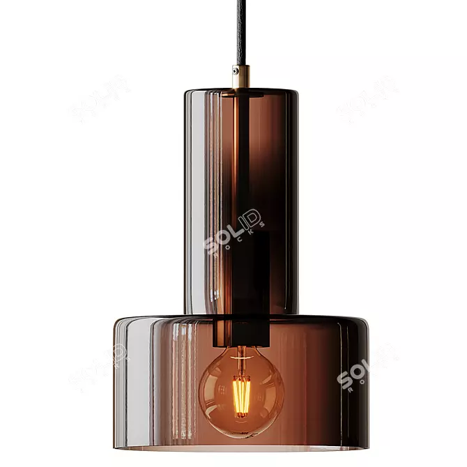 Brown Glass Pendant Lamp by Hubsch 3D model image 1