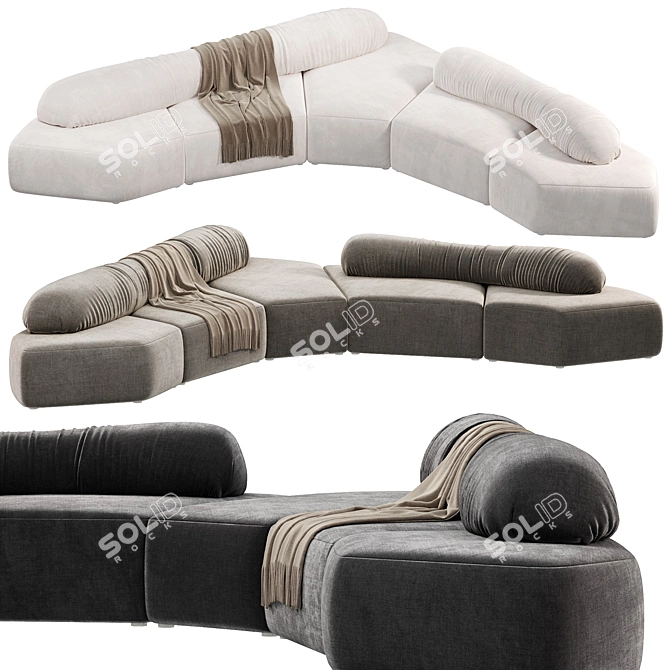 Modern Fabric Sectional Sofa Set 3D model image 1