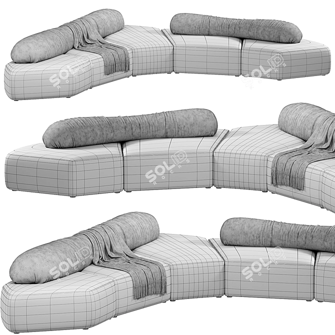 Modern Fabric Sectional Sofa Set 3D model image 5