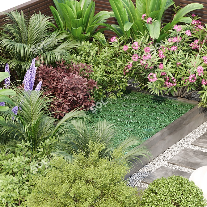 Organic Backyard Landscaping Plants Set 3D model image 2