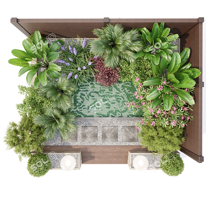 Organic Backyard Landscaping Plants Set 3D model image 6