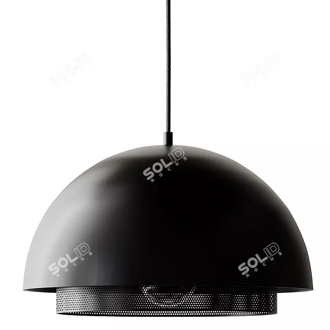 Elegant Black Metal Ceiling Lamp 3D model image 1