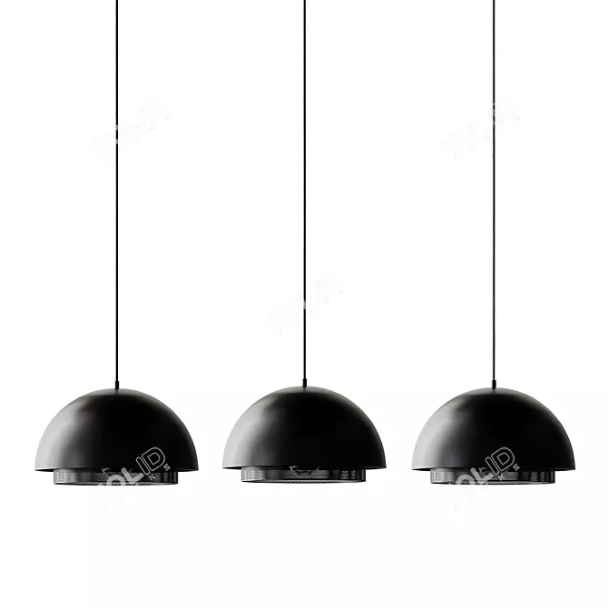 Elegant Black Metal Ceiling Lamp 3D model image 2