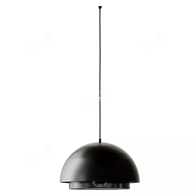 Elegant Black Metal Ceiling Lamp 3D model image 3