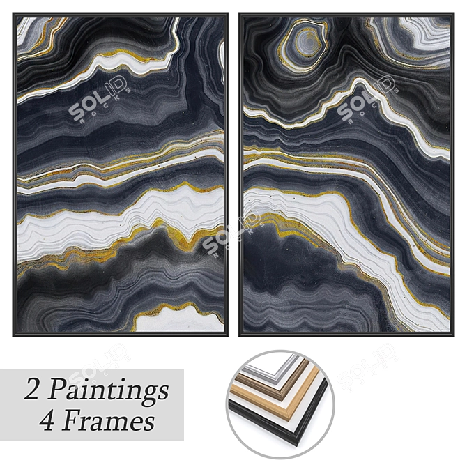 Wall Art Set with Frames 3D model image 1