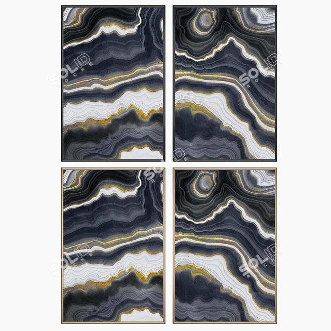 Wall Art Set with Frames 3D model image 2