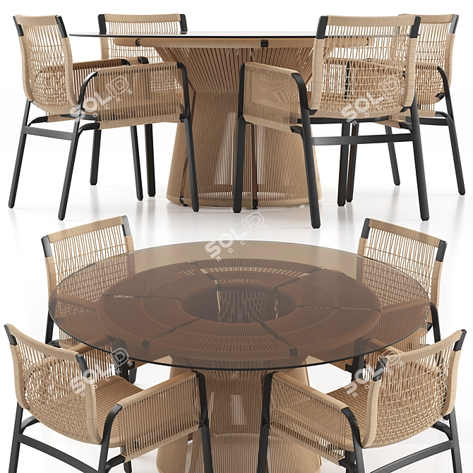 Luxury Caracal & Acacia Dining Set 3D model image 1