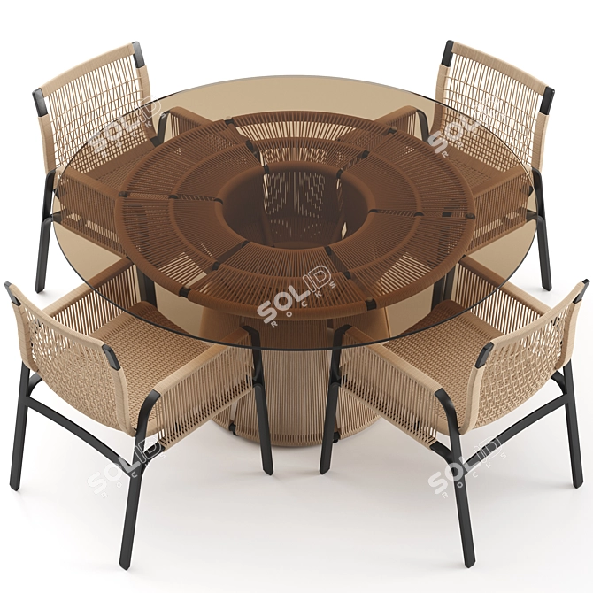 Luxury Caracal & Acacia Dining Set 3D model image 2