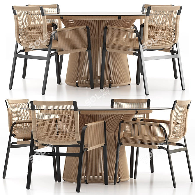 Luxury Caracal & Acacia Dining Set 3D model image 3