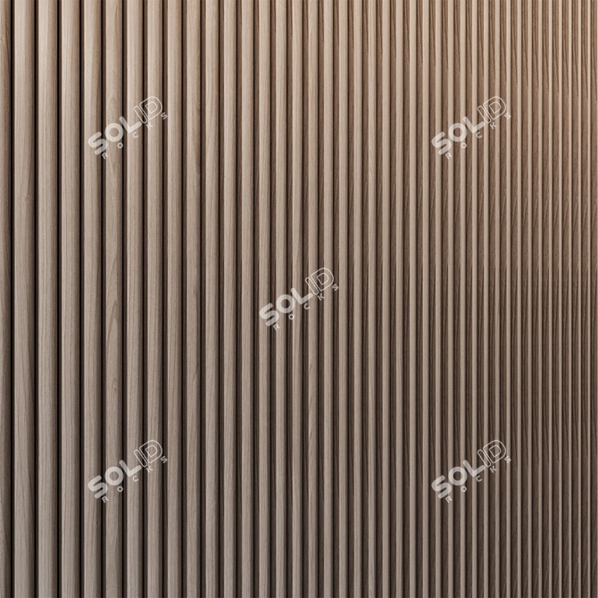 Brass Inlay Wood Wall Panels 3D model image 2