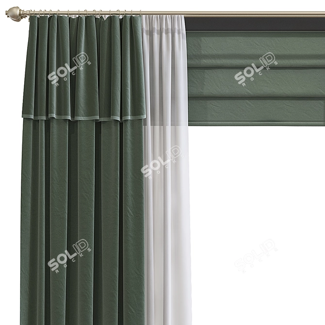 Retopologized Curtain Design 3D model image 2