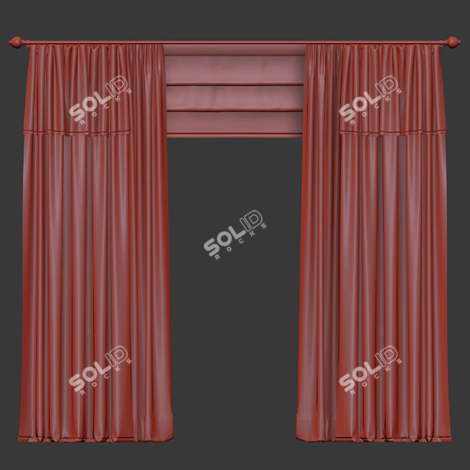 Retopologized Curtain Design 3D model image 4