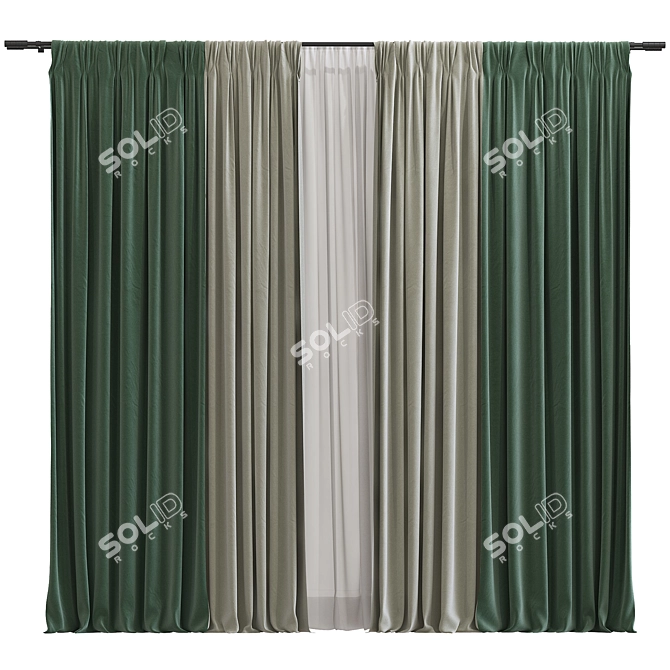 Refined Wave Curtain Design 3D model image 1