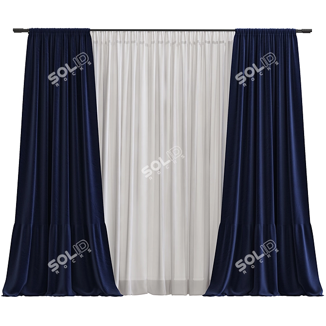 Folded Curtain Model 268 3D model image 1