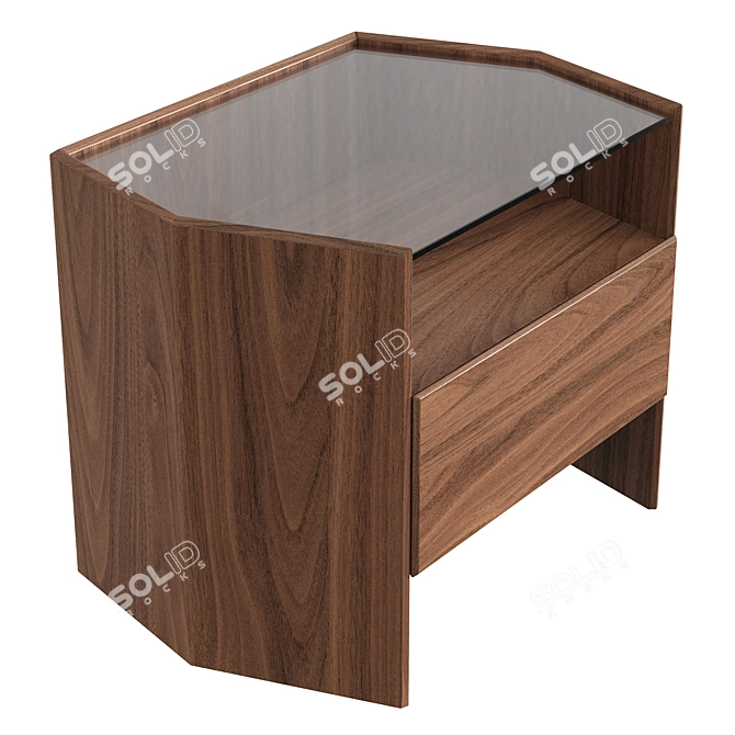Hexagonal Walnut Bedside Table 3D model image 3