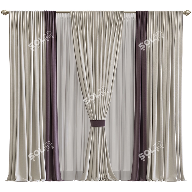 Retopologized Curtain Design 3D model image 1