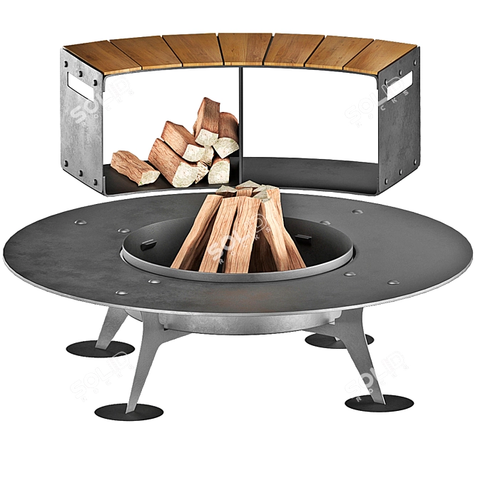 Compact BBQ Fireplace Kit 3D model image 1