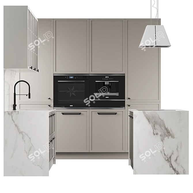 Modern Uptown Kitchen with Franke, Elica 3D model image 3