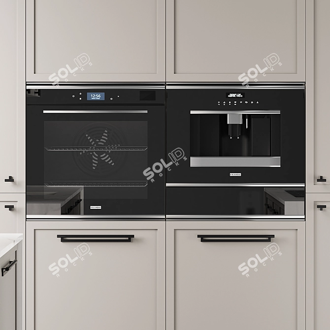 Modern Uptown Kitchen with Franke, Elica 3D model image 5