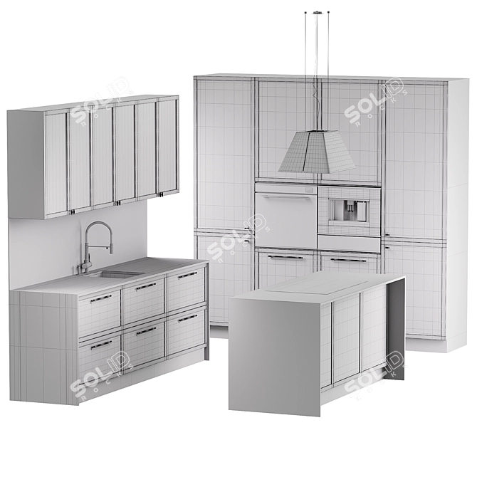 Modern Uptown Kitchen with Franke, Elica 3D model image 7