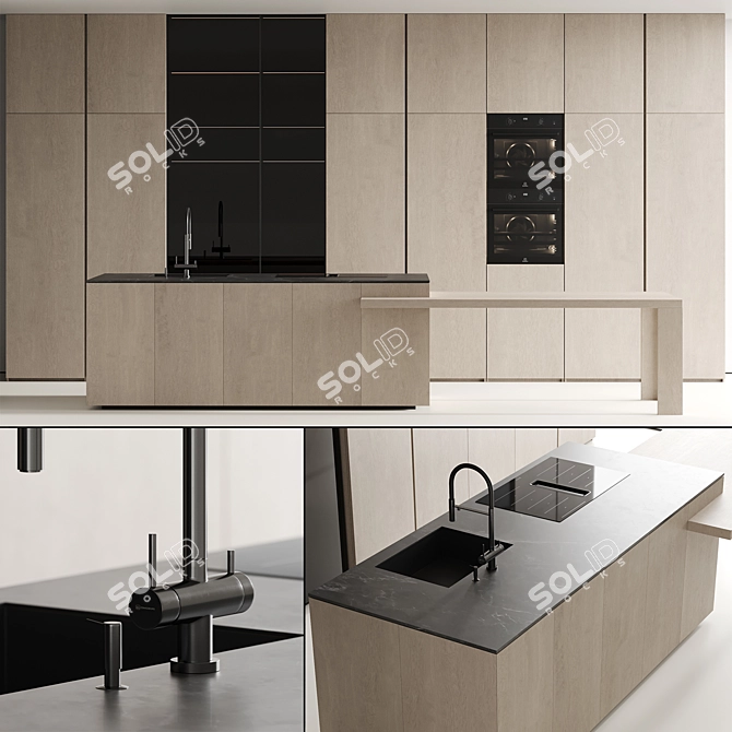 Modern Island Kitchen Renderings 3D model image 1