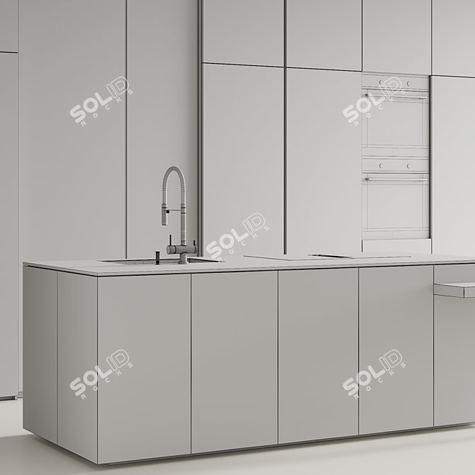 Modern Island Kitchen Renderings 3D model image 7