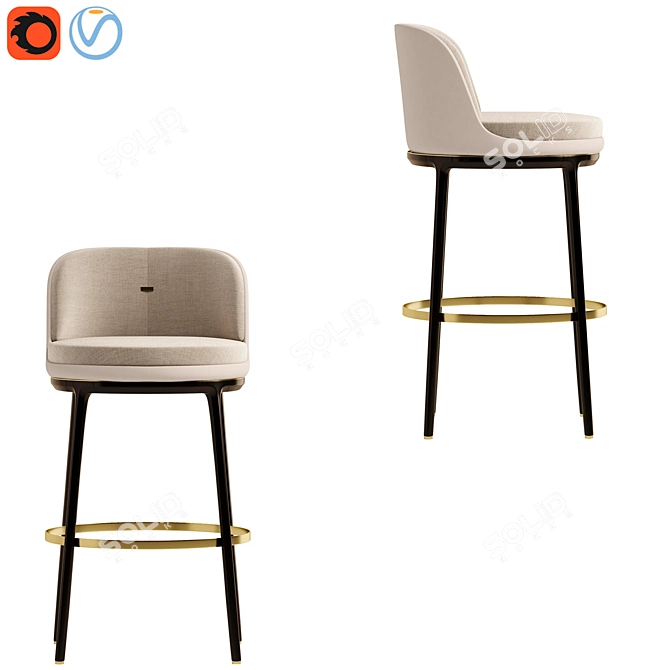 Hicks Bar Stool: Leather Comfort 3D model image 1