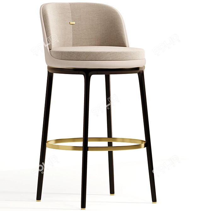 Hicks Bar Stool: Leather Comfort 3D model image 2