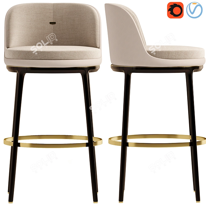 Hicks Bar Stool: Leather Comfort 3D model image 6