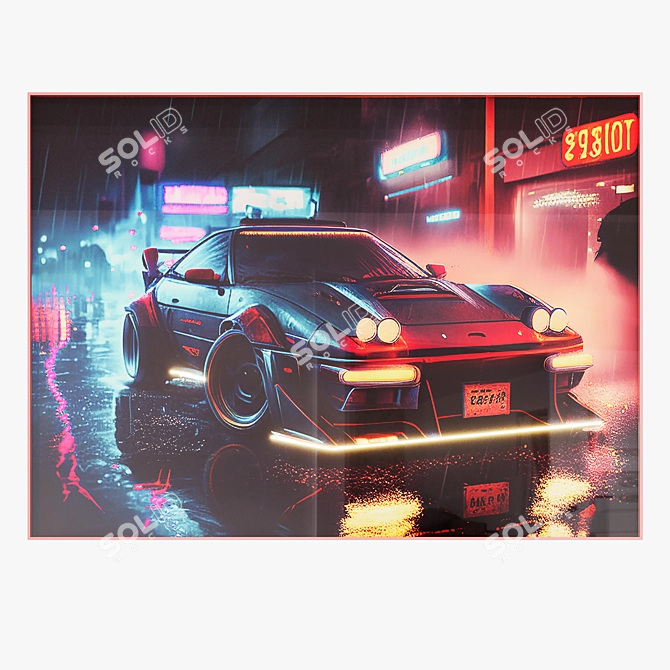 Futuristic Cars Neon Posters Set 3D model image 3