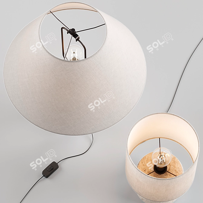 Natural Travertine Table Lamps Duo 3D model image 3