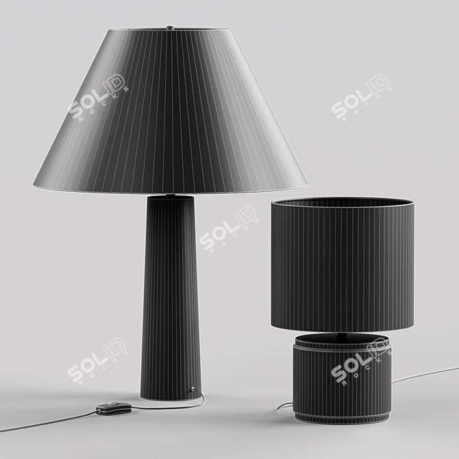 Natural Travertine Table Lamps Duo 3D model image 5