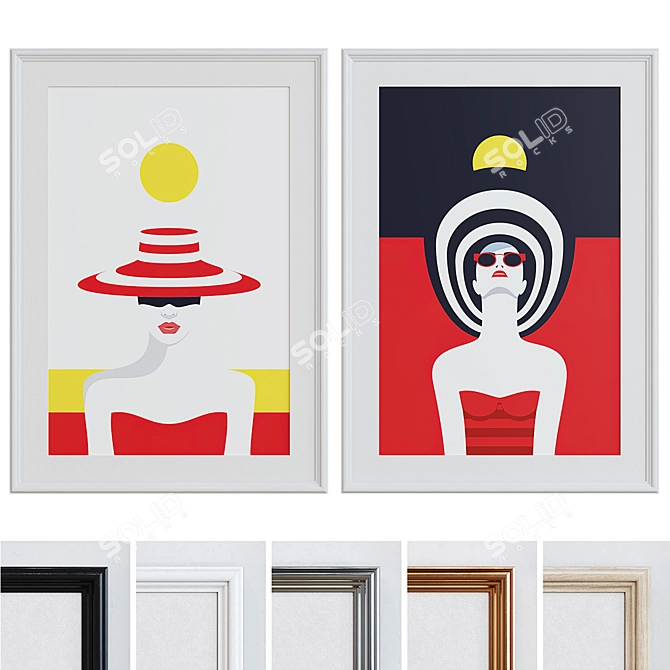 Modern Women Portrait Picture Frame Set 3D model image 1