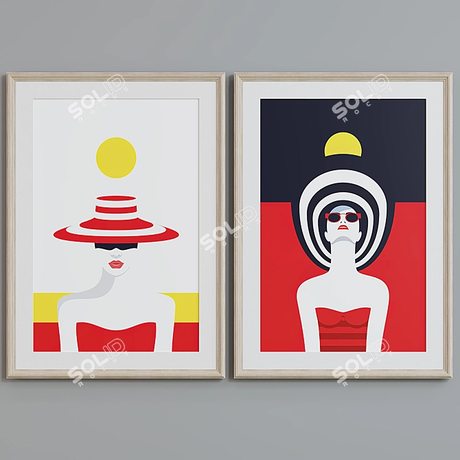 Modern Women Portrait Picture Frame Set 3D model image 5