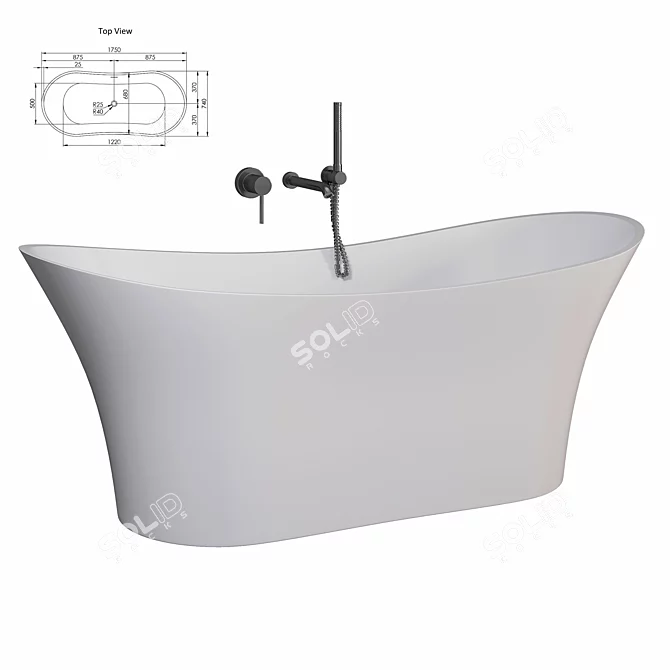 Sleek Amalfi 1750 Bath Model 3D model image 2