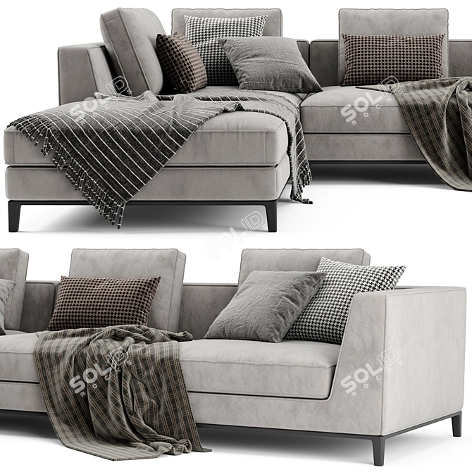 Modern Italian Chaise Longue Sofa 3D model image 2