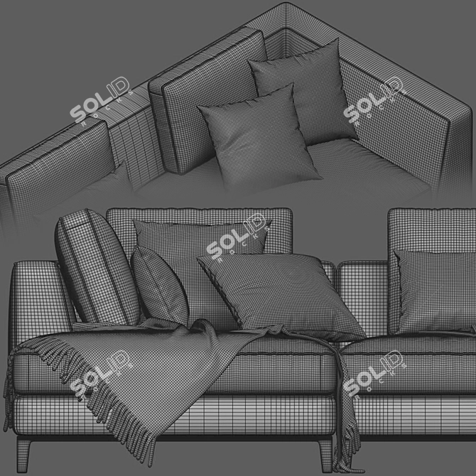Modern Italian Chaise Longue Sofa 3D model image 5
