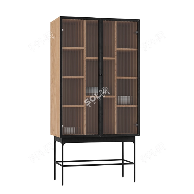 Ethereal Oak Glass Highboard 3D model image 1