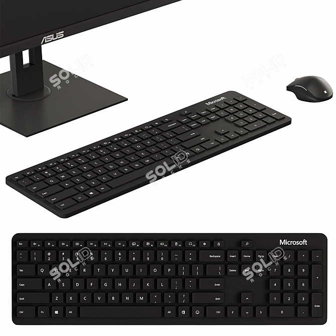 Asus Monitor & Microsoft Accessories 3D model image 5