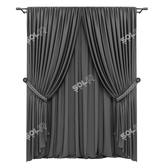 Polyester Curtain Panel Set 3D model image 2