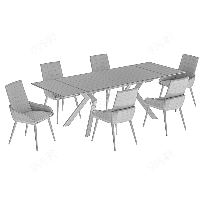 Modern Dining Chair and Table 3D model image 5