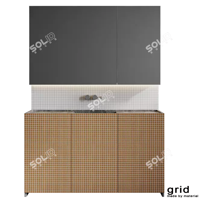 Grid Pattern Bathroom Furniture 3D model image 3