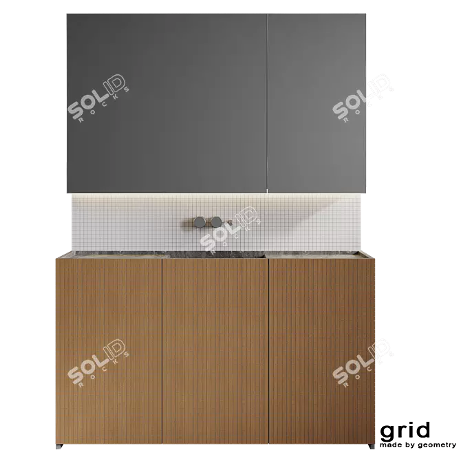 Grid Pattern Bathroom Furniture 3D model image 4