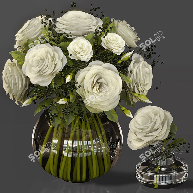 Crystal Vase Rose Bouquet 3D model image 1