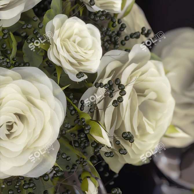 Crystal Vase Rose Bouquet 3D model image 2