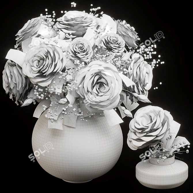 Crystal Vase Rose Bouquet 3D model image 3