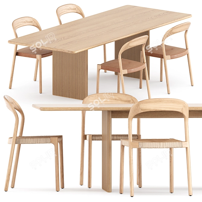 Modern Scandinavian Dining Set 3D model image 1
