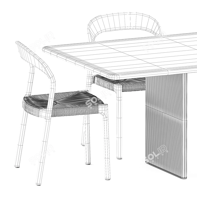Modern Scandinavian Dining Set 3D model image 5