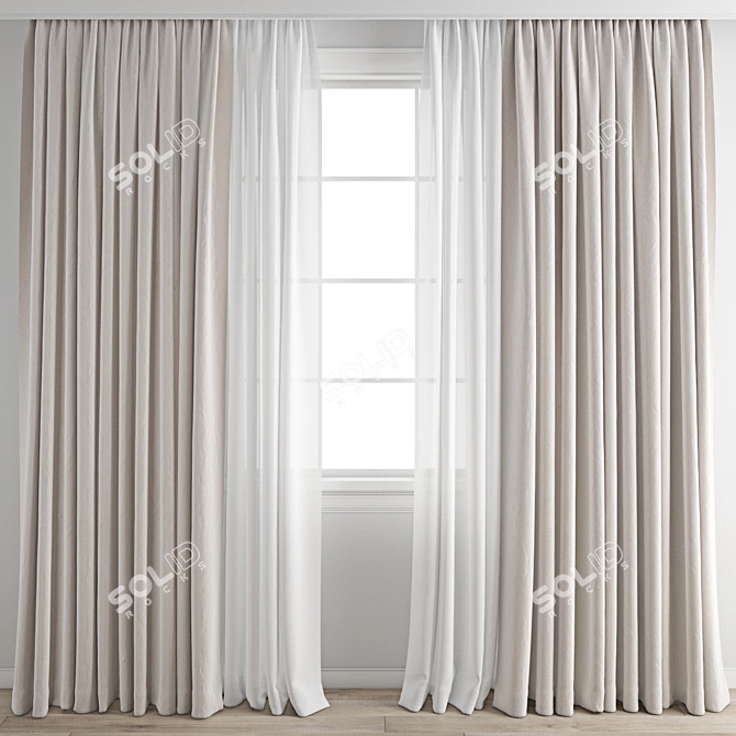 Detailed Curtain 3D Model Kit 3D model image 1